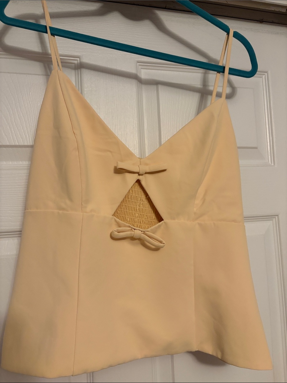 Abercrombie & Fitch Pale Yellow Bow-Accent Top